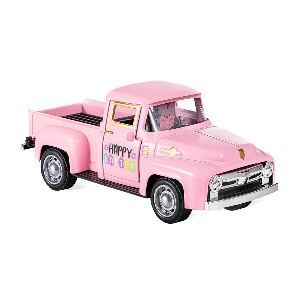 Custom Easter Truck with Eggs/Carrots Pink Vintage Farm Pickup Farmhouse Tabletop Tiered Tray Decor Home Kitchen Happy Spring Mini Decorations