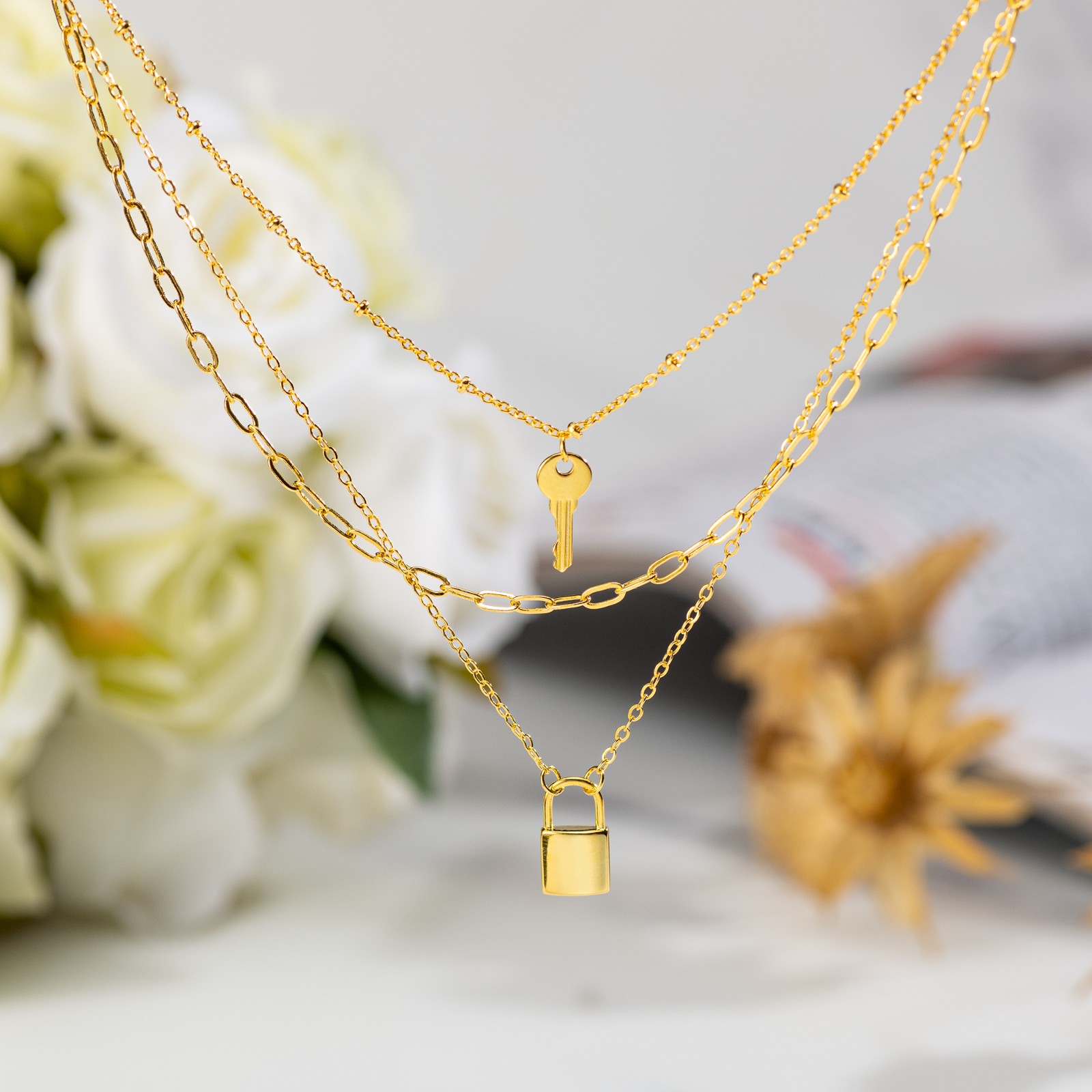 Brass Multi-strand Pendant Necklace