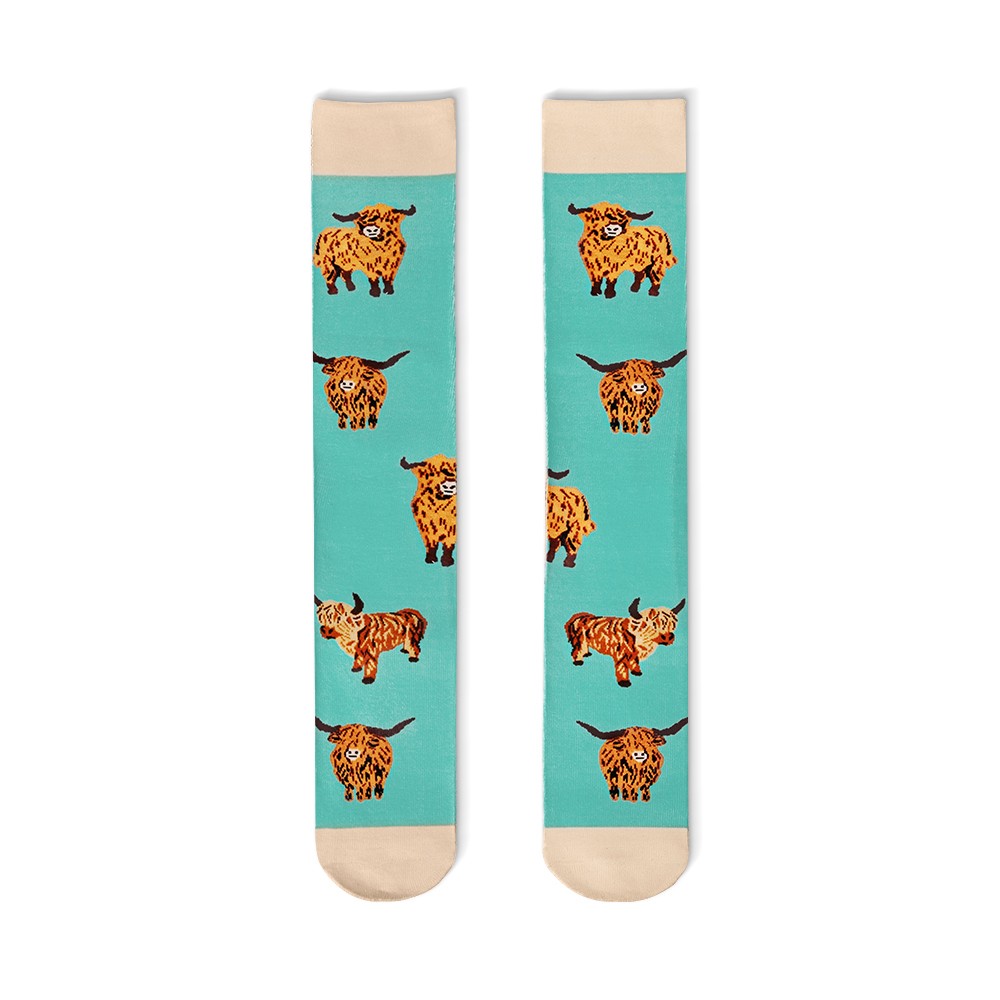 highland cow print socks