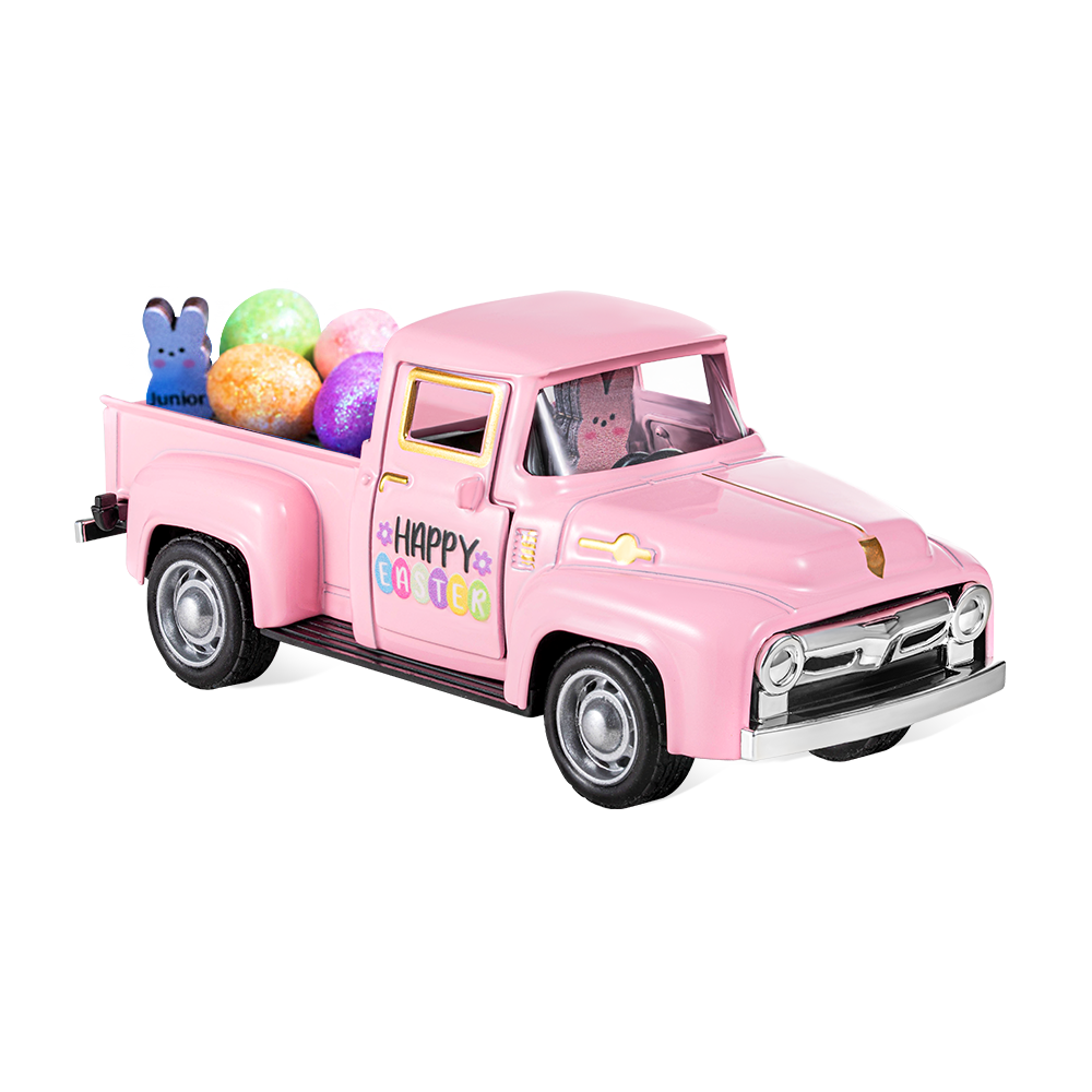 Custom Easter Truck with Eggs/Carrots Pink Vintage Farm Pickup Farmhouse Tabletop Tiered Tray Decor Home Kitchen Happy Spring Mini Decorations