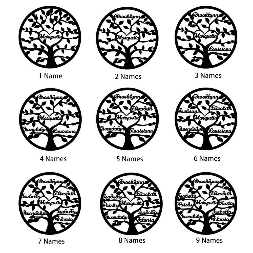 Custom Engraved 1-9 Names Family Tree Necklace