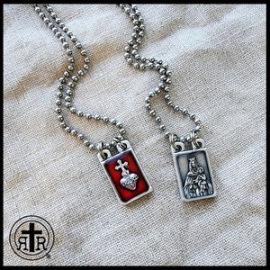 Scapular on Chain with Brown Wool Backing -  Powerful Protection Catholic Gifts from Rugged Rosaries