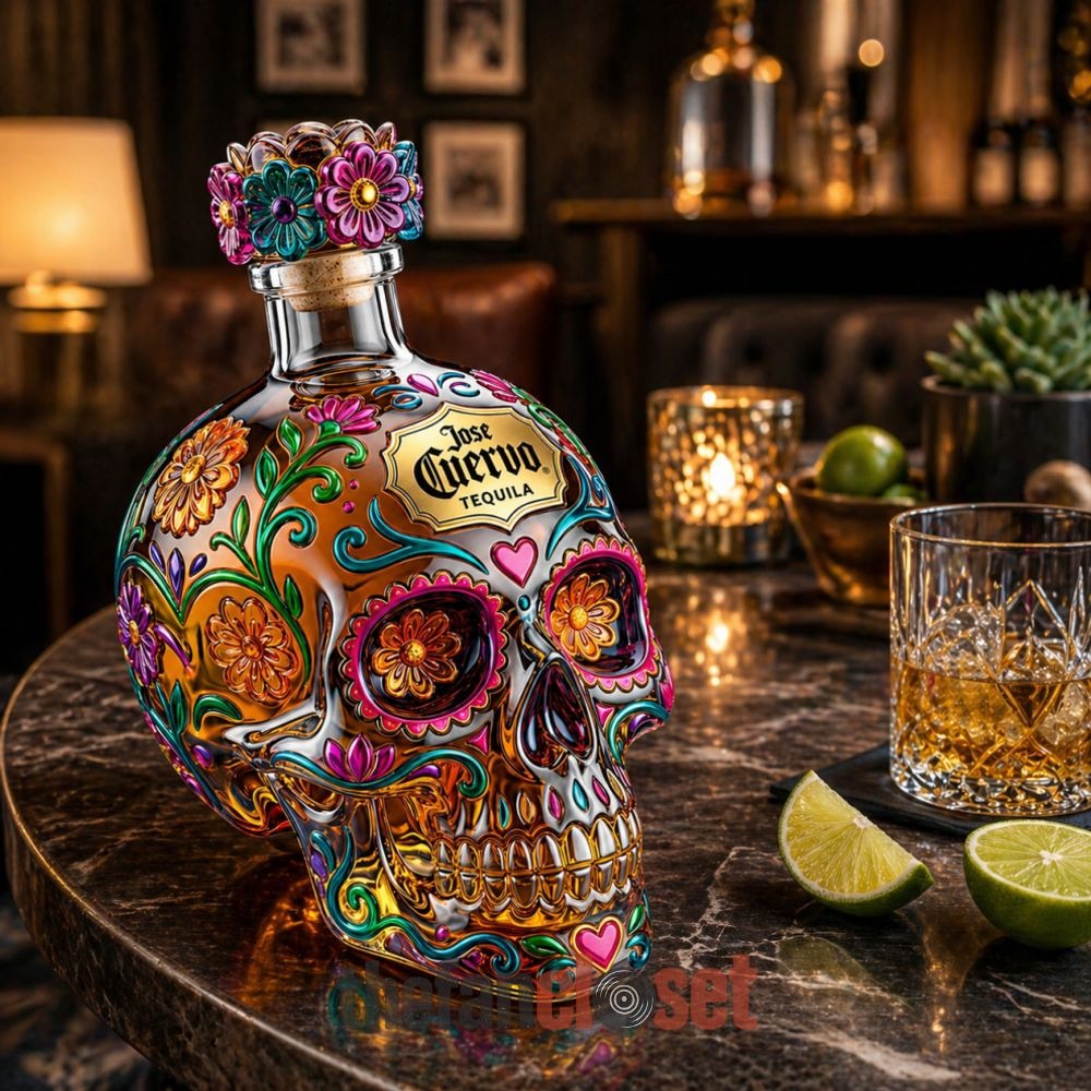 Day of the Dead Skull Glass Bottle