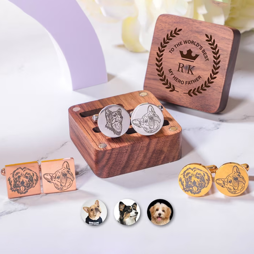 Custom Cufflinks, Pet Portrait Cufflinks, Memorial Cufflinks, Groom Gift from Bride on Wedding Day, Personalized Wedding Gift For Him
