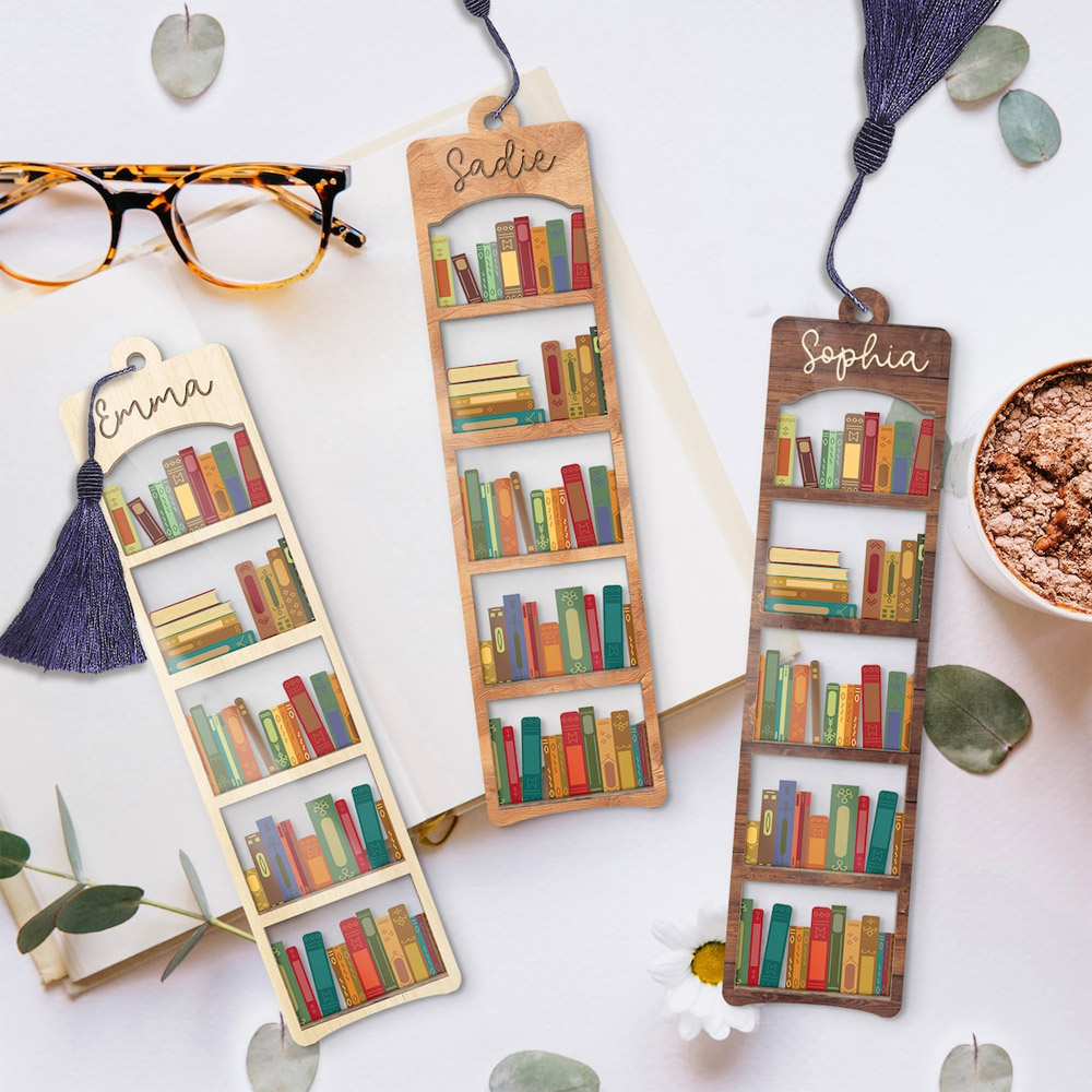 🎁BUY 2 FREE SHIPPING🎁 Personalized Name Bookshelf Bookmark, Bookmark Gift For Her, Gift For Book Lovers, Bookworm Gift