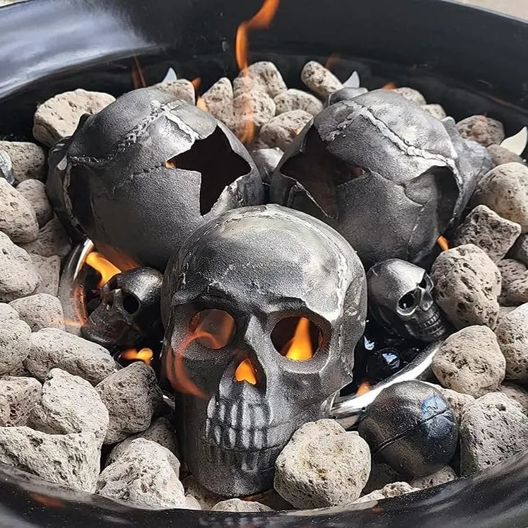 2024 Halloween Hot Sale Keramik feuerfeste Feuerstelle Totenkopf