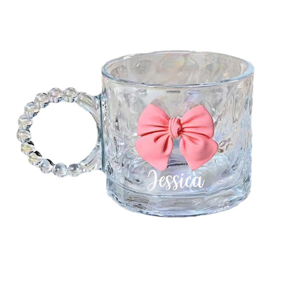 Pink Bow Cup, Coquette Bow Glass, Cute Bow Glass, Valentine’s Day Cup, Coquette Decor