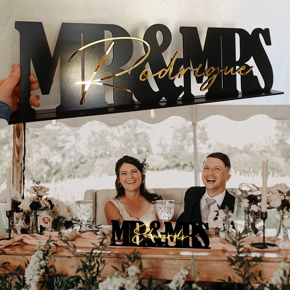 Mr & Mrs Wedding Sign, Wedding Centerpiece Top Table Sign, Wedding Table Decor, Sweetheart Freestanding Letter Sign, Wedding Gift Souvenir
