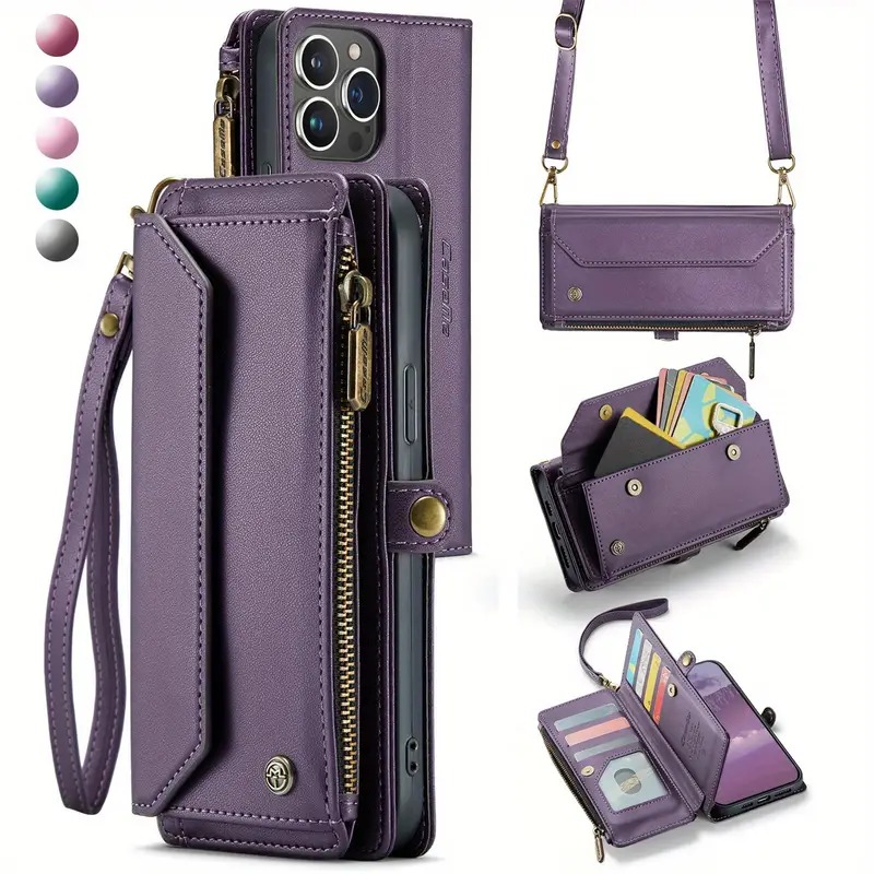Premium Leather Wallet Phone Case with Wireless Charging & RFID Blocking - Flip Folio Design for IPhone 11/12/13/14/15 Pro Max - Secure & Stylish Protection