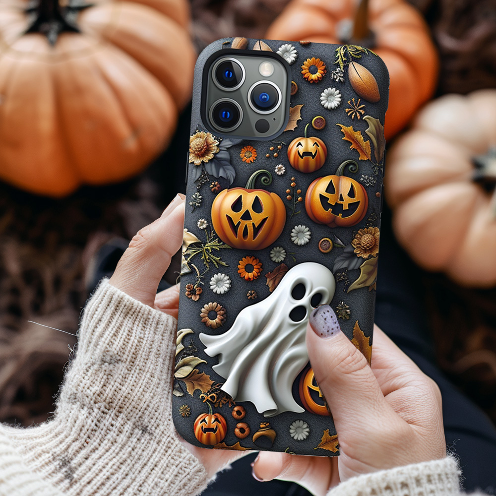 Halloween Kürbis Geist Handyhülle, mehrere Stile verfügbar, iPhone, Pixel, Samsung