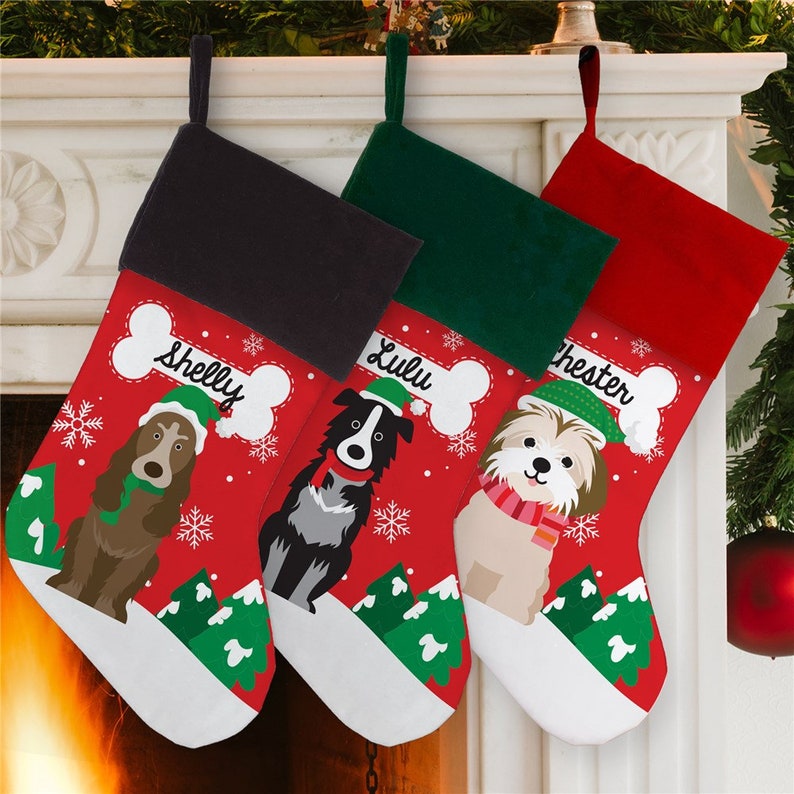 💖Buy 2 Free Shipping💖Personalized Christmas Dog Breeds Stocking, Custom Pet Stocking, Dog Stocking, New Dog Gifts, Personalized Gifts For Dog Lover