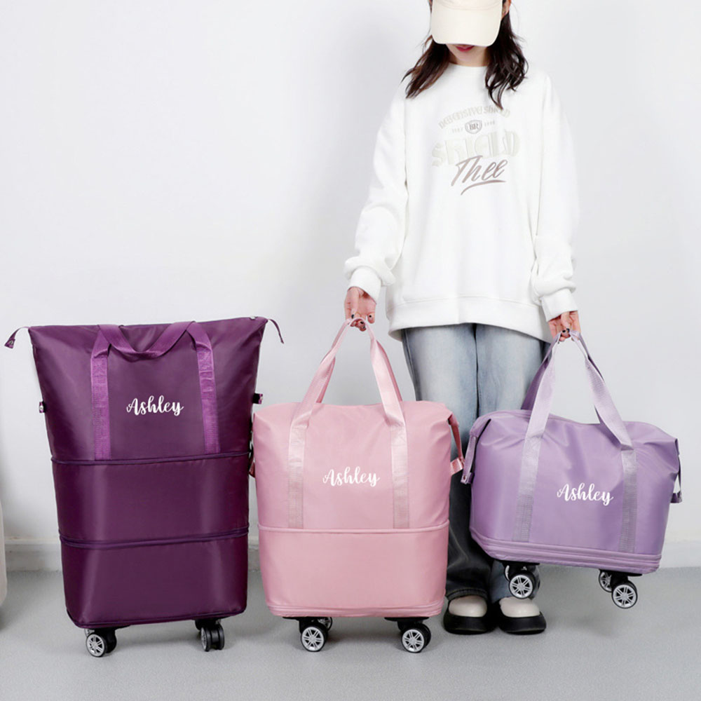 Large capacity travel bag with wheels, detachable universal wheel luggage bag with pulleys, fitness bag, fashionable travel bag