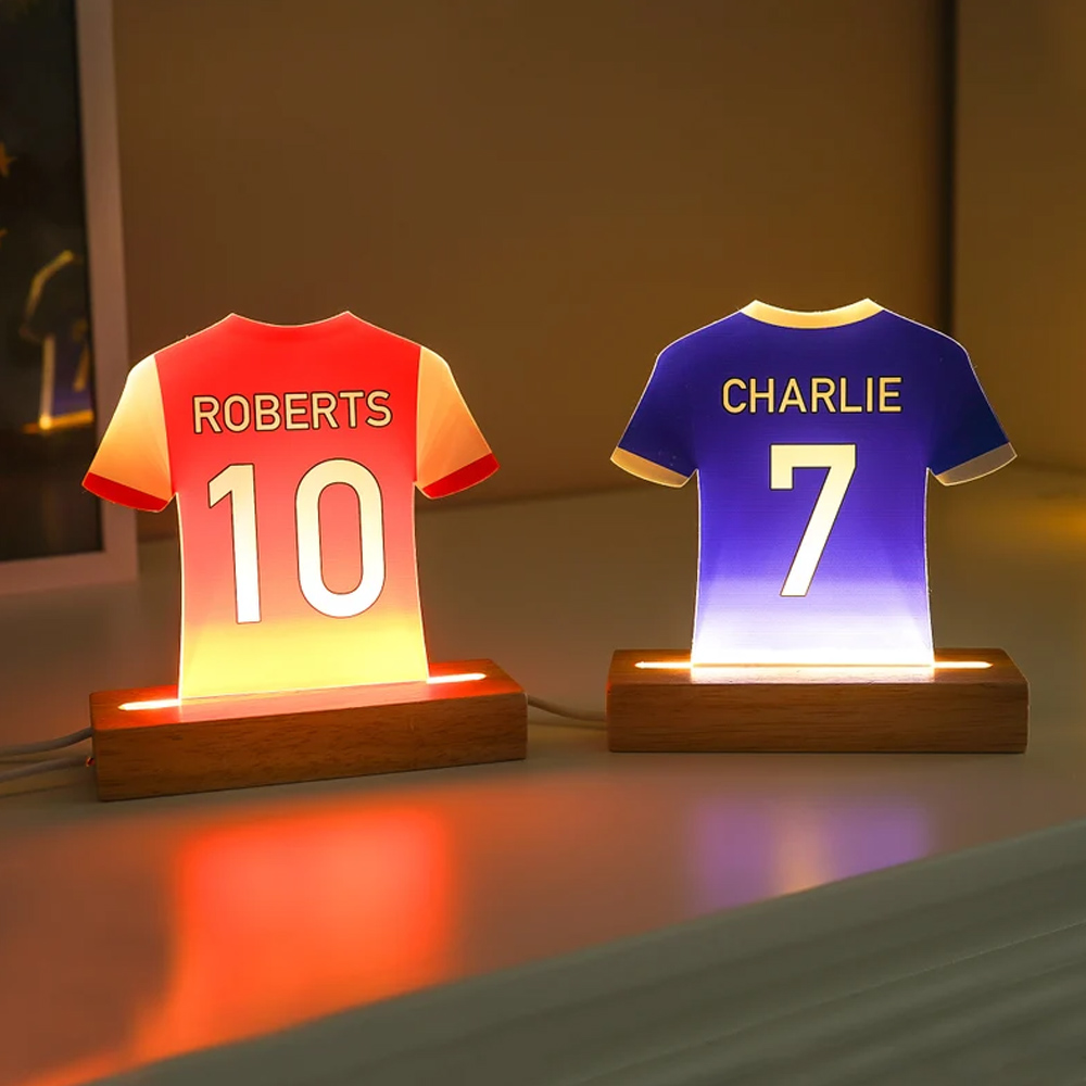 Personalized LED Football Shirt Lamp, Football Night Light Gift, Baby Gifts from Daddy, Birthday Gifts for Kids, Boys Bedroom Nursery Light