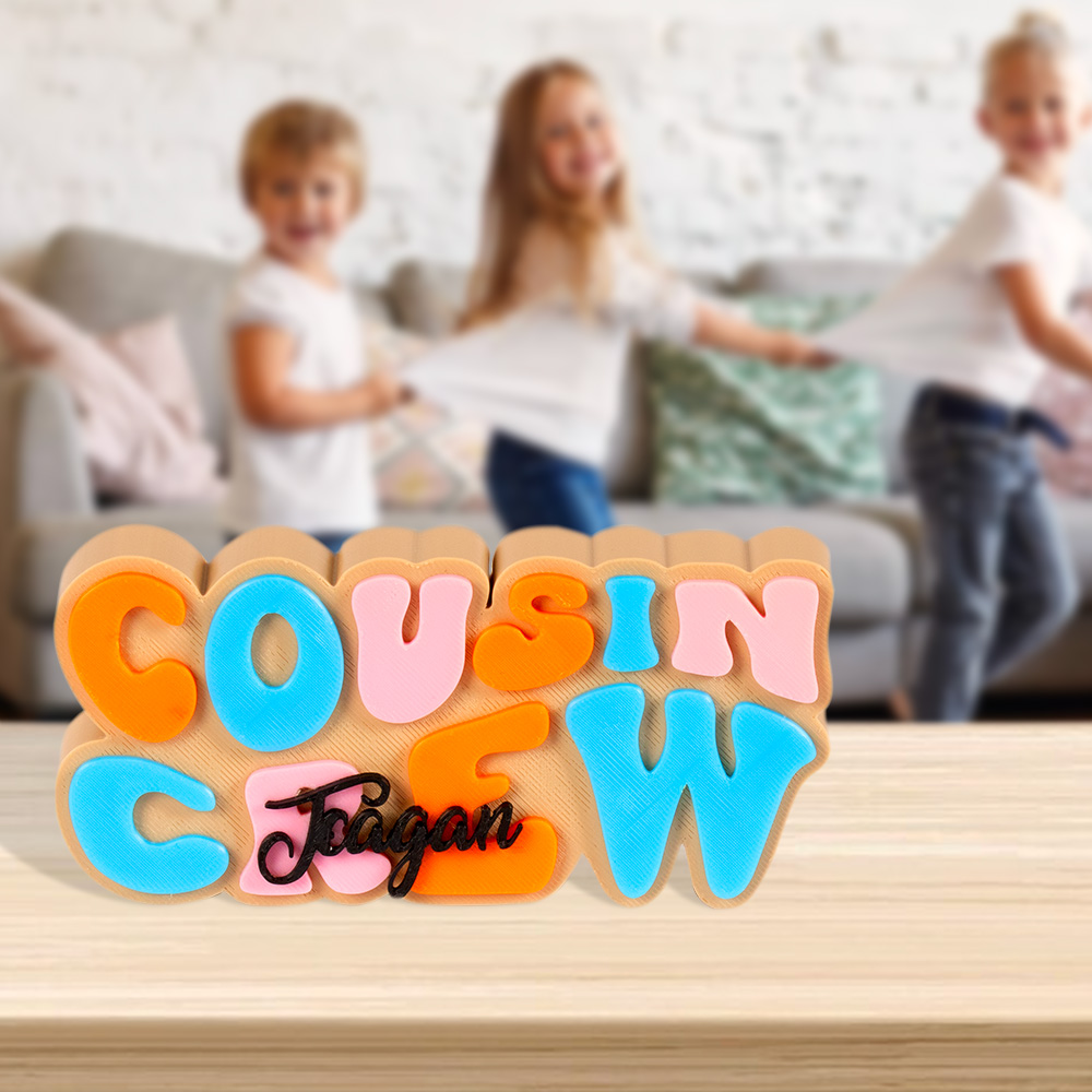 Personalized Cousin Crew Name Decor for Kids, Customizable Family Party Display