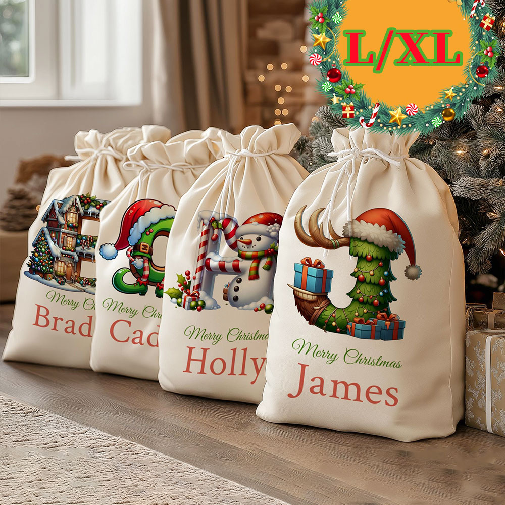 Personalized Santa Sack, Family Christmas Gift Bag