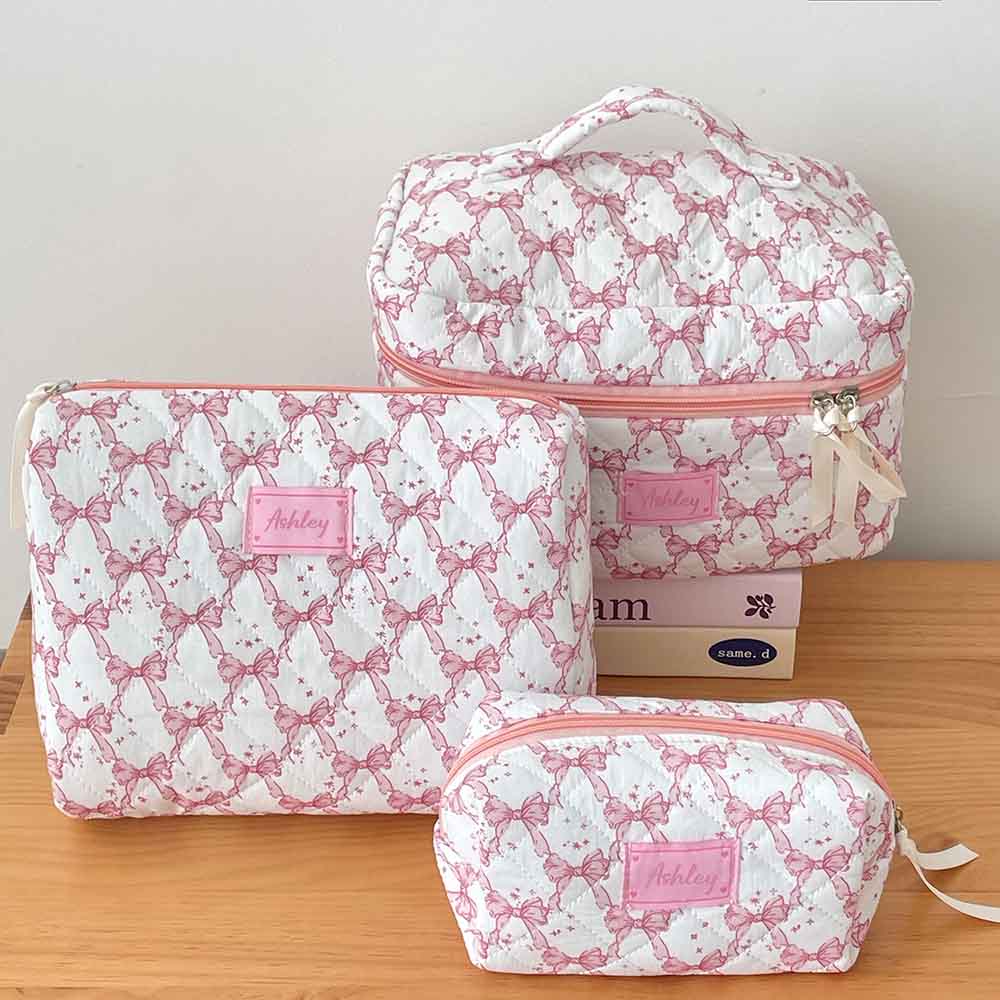 Customized Quilted Makeup Bag Set Floral makeup bag