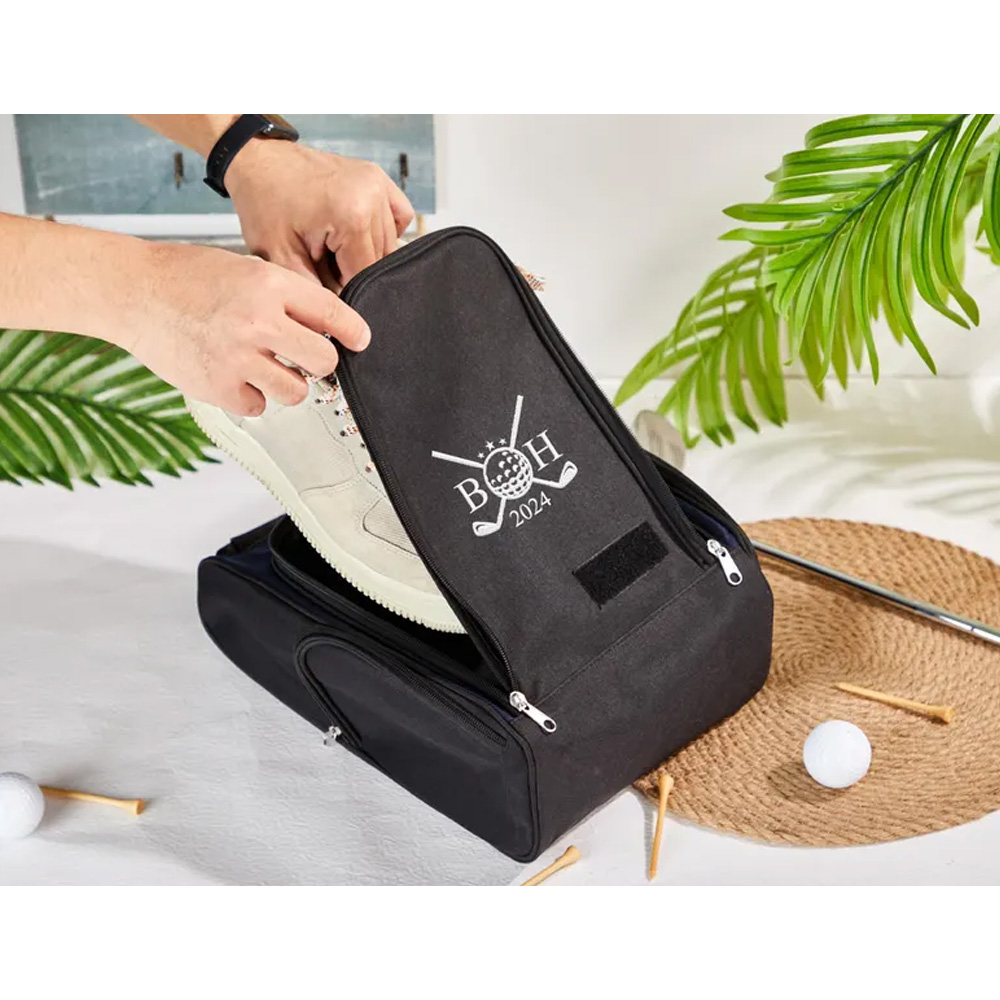 Personalisierte Golfschuhtasche, Bräutigam Geschenk für Golfer&amp;Golfliebhaber, Monogrammierte Canvas Schuhtasche, Sportschuhtasche, Cleat Bag, Weihnachtsgeschenke