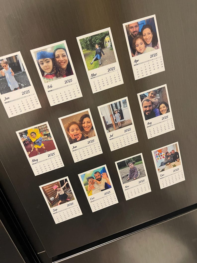 💖Buy 2 Free Shipping💖2025 Custom Family Photo Calendar Magnet, Personalised Fridge Magnet Keepsake, Christmas Gift for Your Kitchen with Your Photos