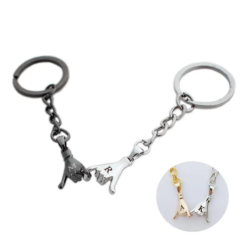 Personalized Matching Pinky Promise Keychain for Couples,Best Friend Long Distance Relationship Gift,Cool Anniversary/Valentine Day Gift for Women Men