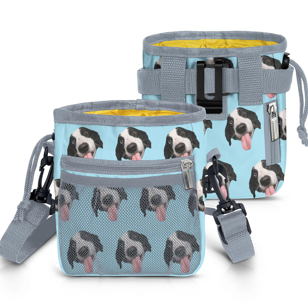 Personalisierbare Snacktasche für den Welpentag, tragbare Haustiertasche mit Clip, personalisiert mit dem Gesicht Ihres Hundes, perfekt für Leckerlis und Spaziergänge mit Haustieren