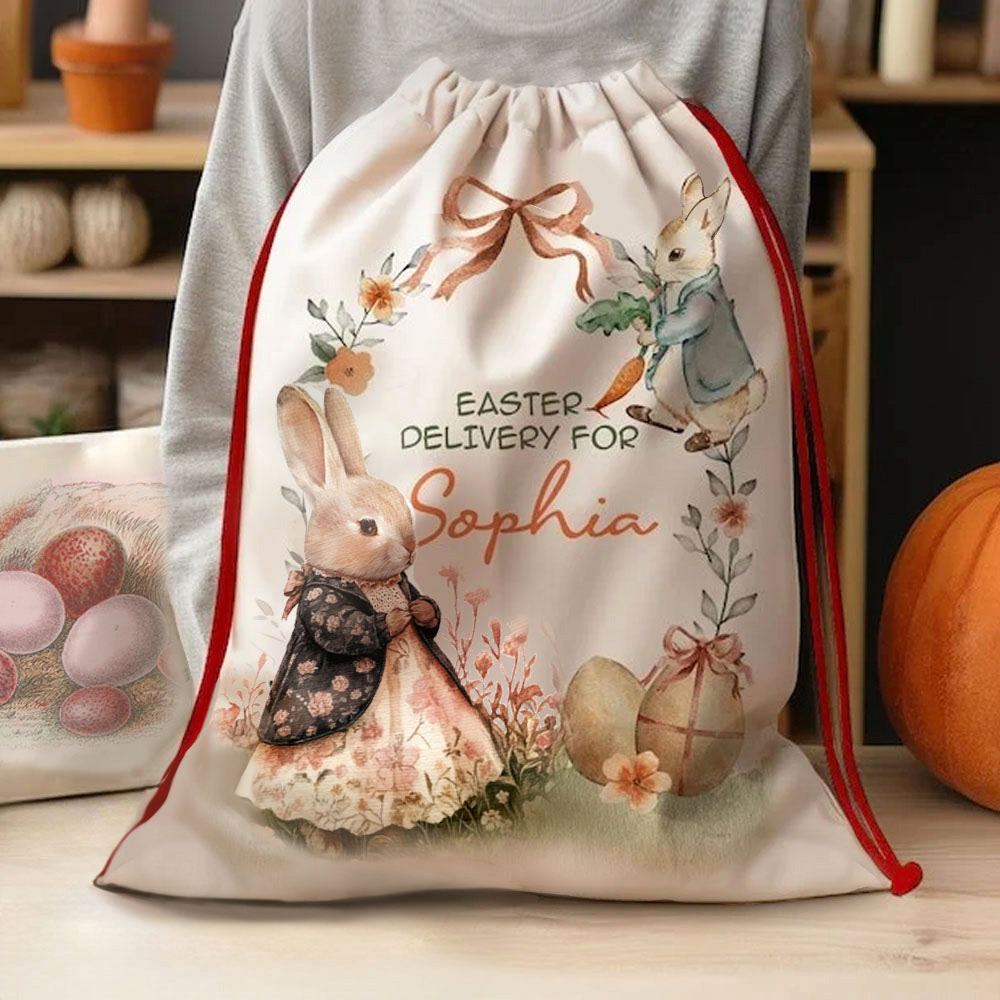 Personalisierte Hasen Ostertasche, Ostereiersuche Korb mit Namen, Kindergeburtstag Party Geschenk