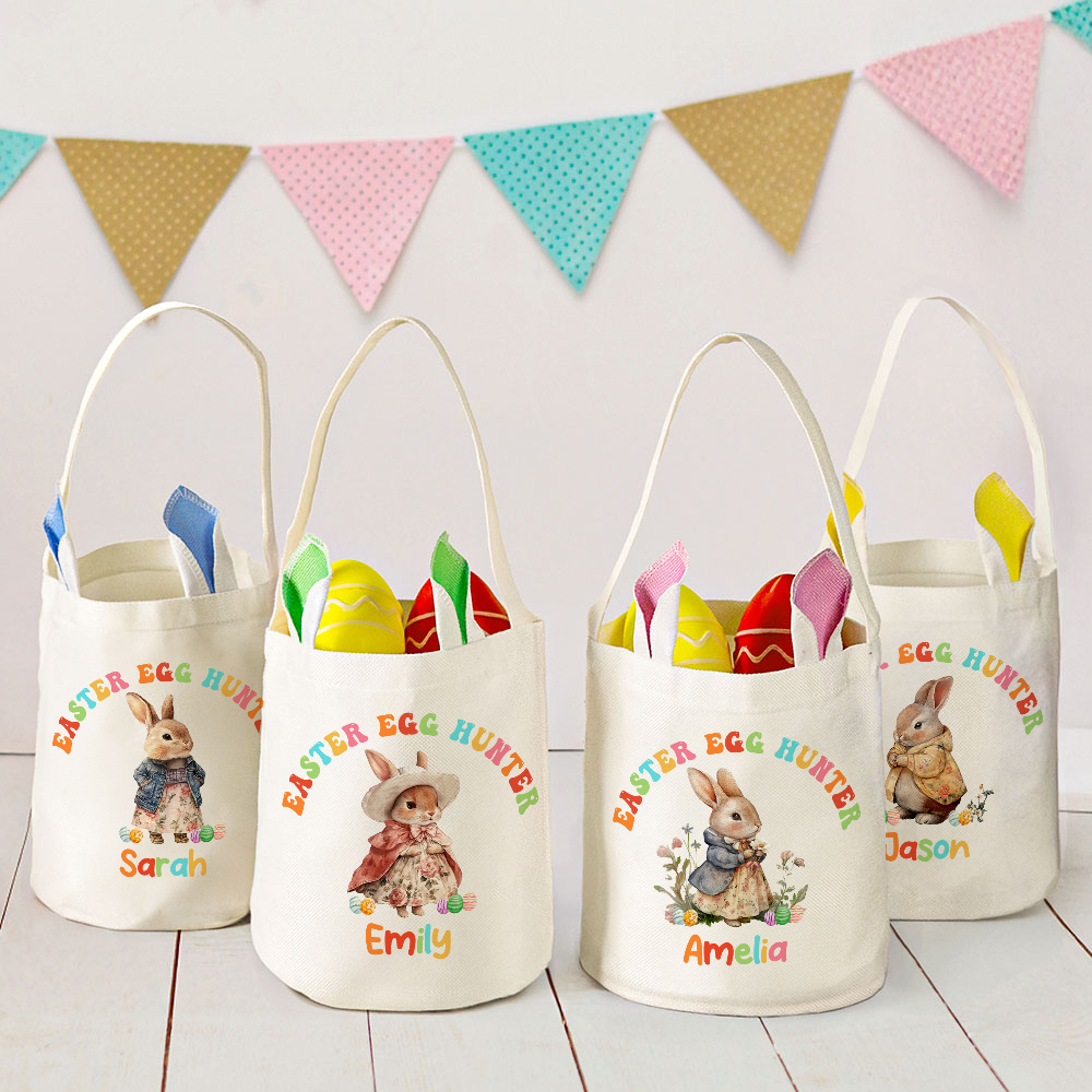 Personalisierter Osterhasenkorb mit Namen, Personalisierter Ostereiersuchkorb, Geburtstagsgeschenk für Kinder