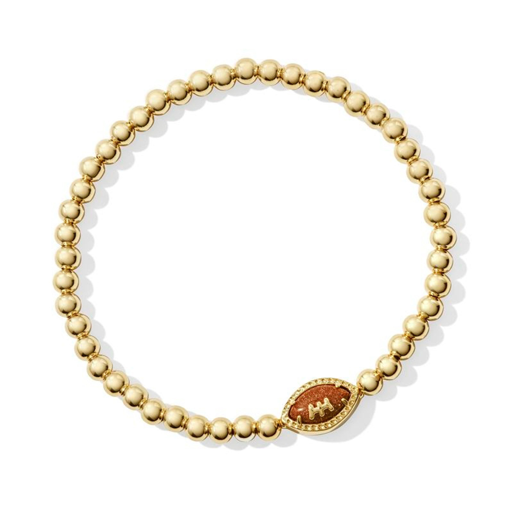 Elegantes orangefarbenes Goldstone-Fußballarmband, handgefertigter Schmuck für Sportbegeisterte, perfekte Geschenke für Sie oder Ihn