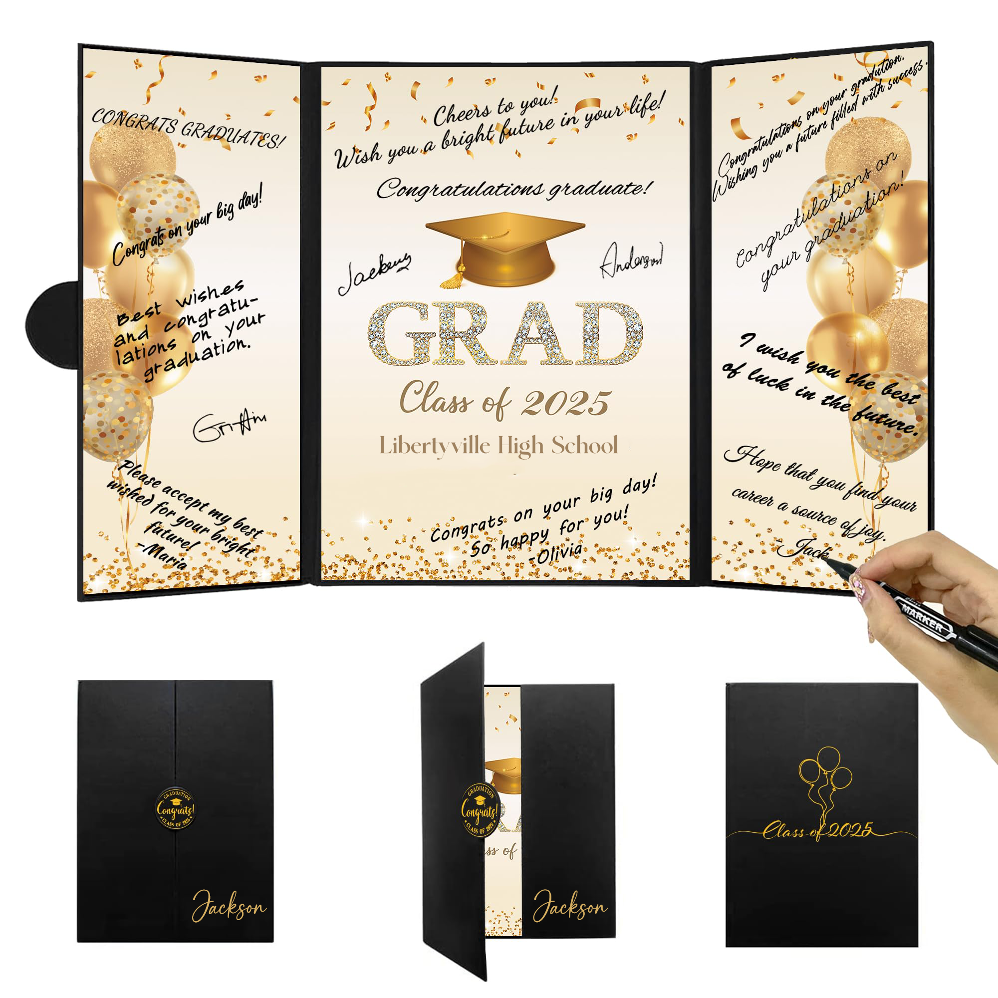 💖Buy 2 Free Shipping💖Personalized Graduation Party Decorations, Class of 2025 Congratulations Graduates Alternative Signature Guest Book for Men Women Happy Graduation Gifts Congrats Grad Party Signing Card Board