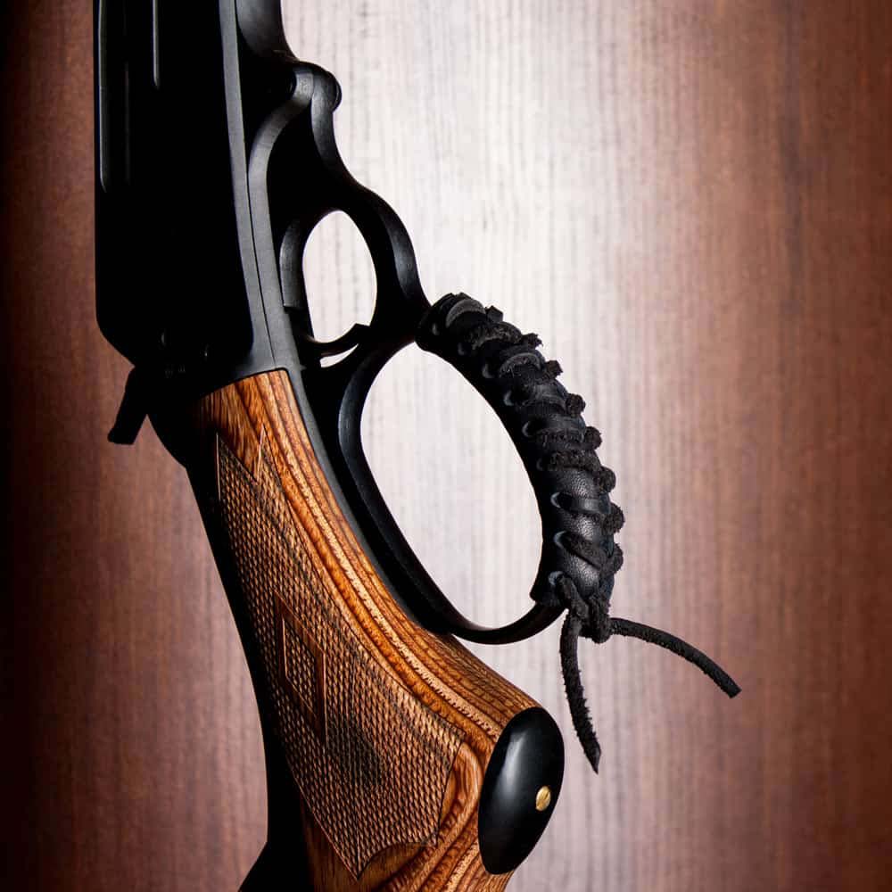Leather Lever Gun Stock Cover, Thick Padded Rifle Buttstock Wrap with Laces, Recoil-Reducing Stock Protector for Cowboy & Hunting