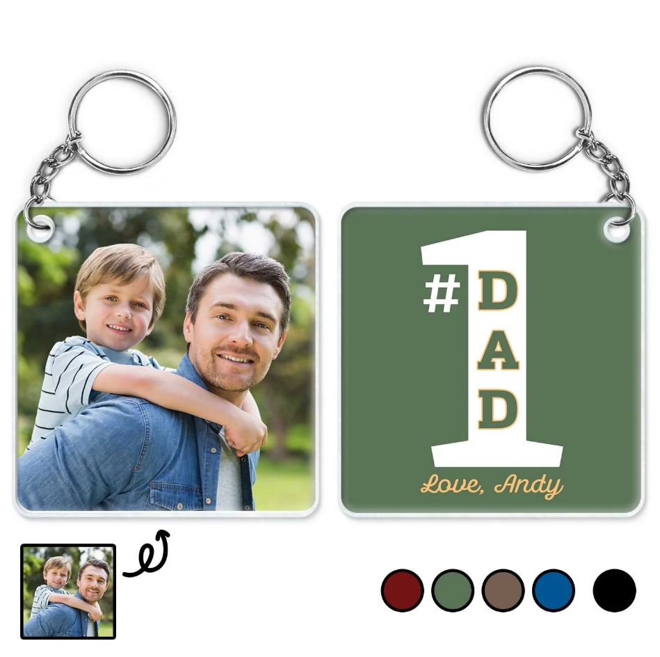 ❤️Custom Photo The World's Best Dad - Gift For Daddy, Father, Grandfather, Grandpa - Personalized Acrylic Keychain