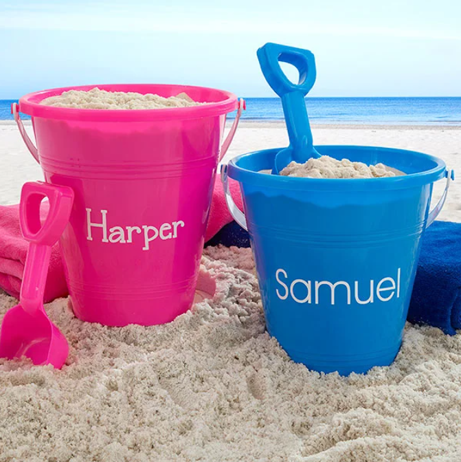 Personalized Name Sand Pail & Shovel, Custom Beach Bucket with Name, Kids Summer Beach Toy Gift for Boys and Girls