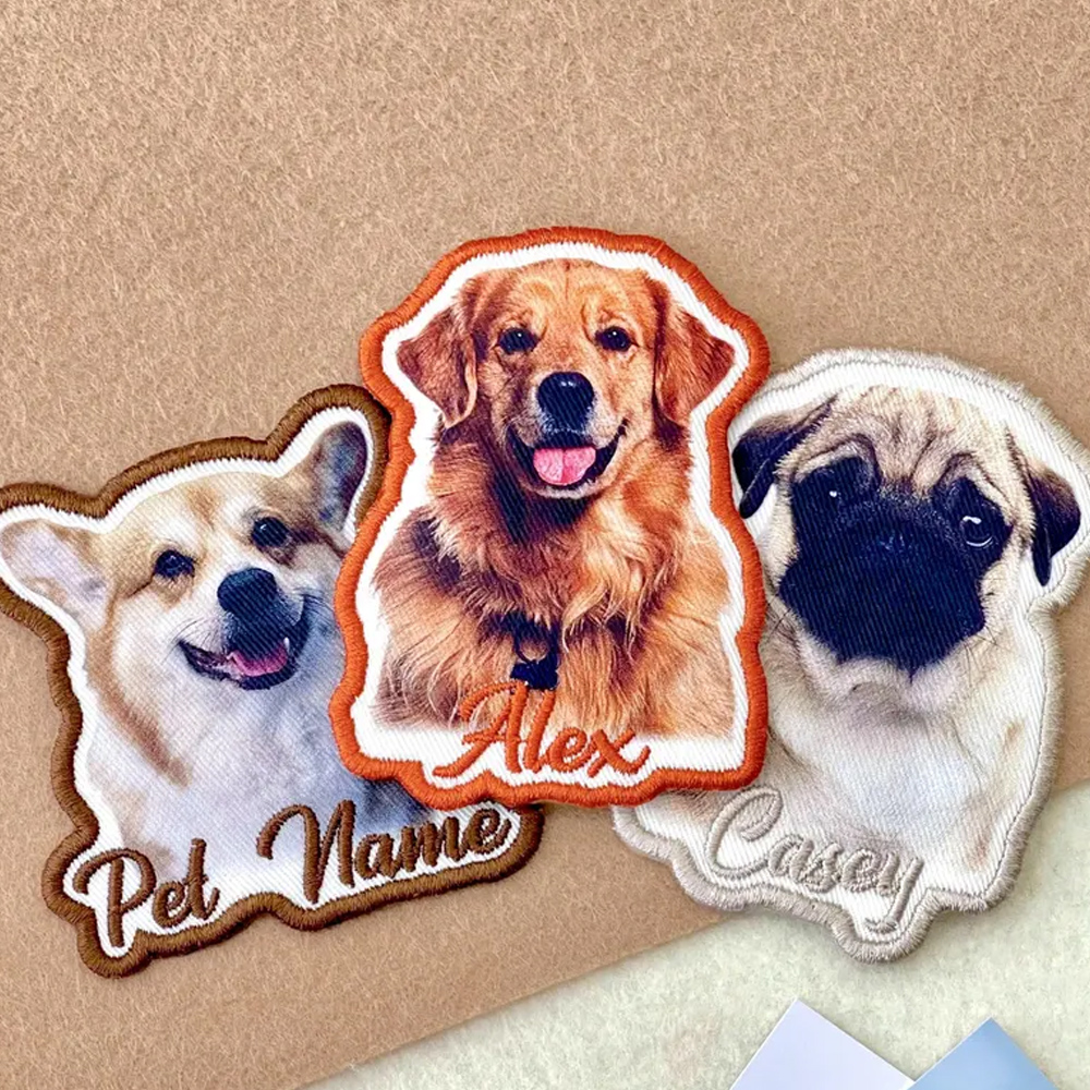 Personalized Pet Name & Portrait Patch, Embroidered Dog or Cat Photo Patch, DIY Decoration, Birthday/Anniversary/Memorial Gift for Pet Lovers/Owners