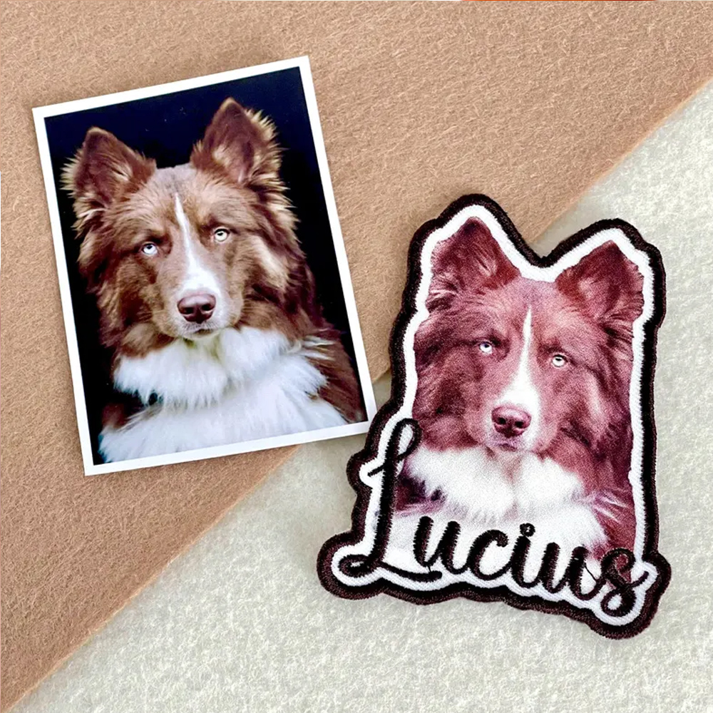 Personalized Pet Name & Portrait Patch, Embroidered Dog or Cat Photo Patch, DIY Decoration, Birthday/Anniversary/Memorial Gift for Pet Lovers/Owners