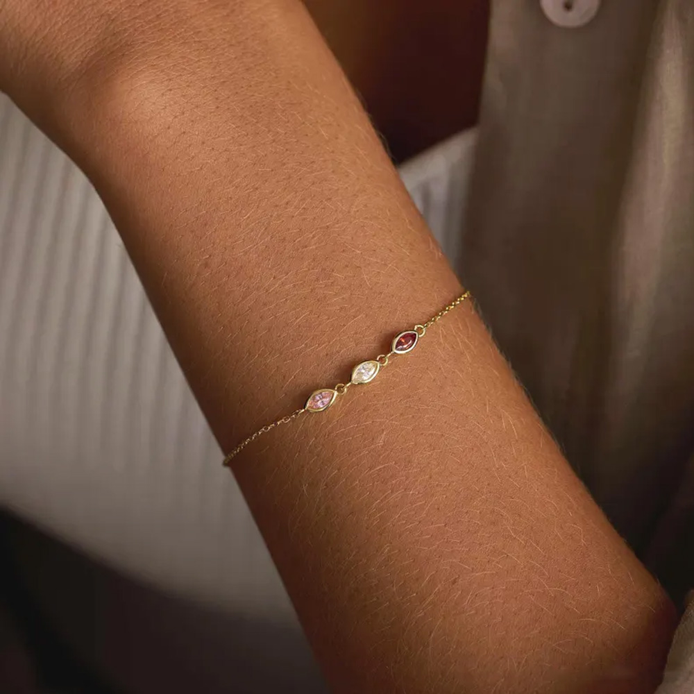 Personalized Leaf Birthstone Bracelet for Women, Dainty Jewelry, Stackable Bracelets, Birthday Gifts for Her, Graduation Gift, Mothers Day Gifts for Mom