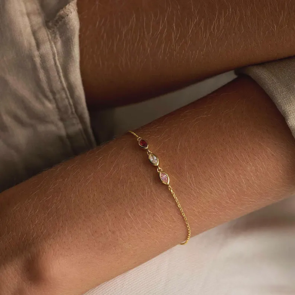Personalized Leaf Birthstone Bracelet for Women, Dainty Jewelry, Stackable Bracelets, Birthday Gifts for Her, Graduation Gift, Mothers Day Gifts for Mom