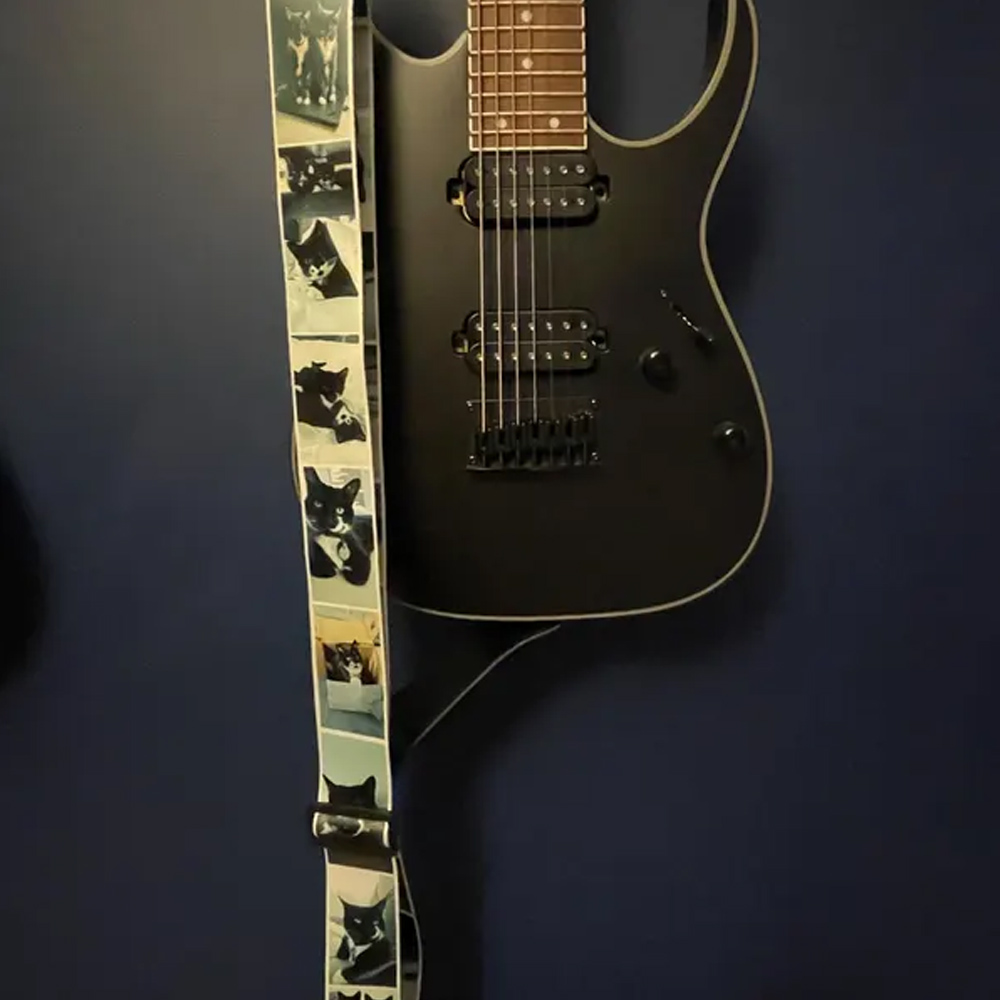Personalized 1-24 Photos Guitar Strap, Durable Canvas with Adjustable Buckle, Guitar Accessory, Birthday/Memorial Gift for Guitar Lovers/Friends