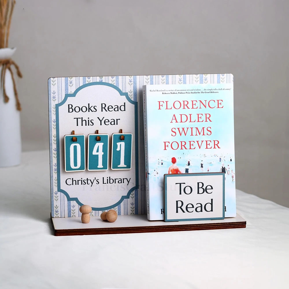 Personalized Name Books Read This Year Counter with Book Holder, Annual Reading Tracker Bookend, TBR, Bookshelf Decor, Gift for Readers/Book Lovers
