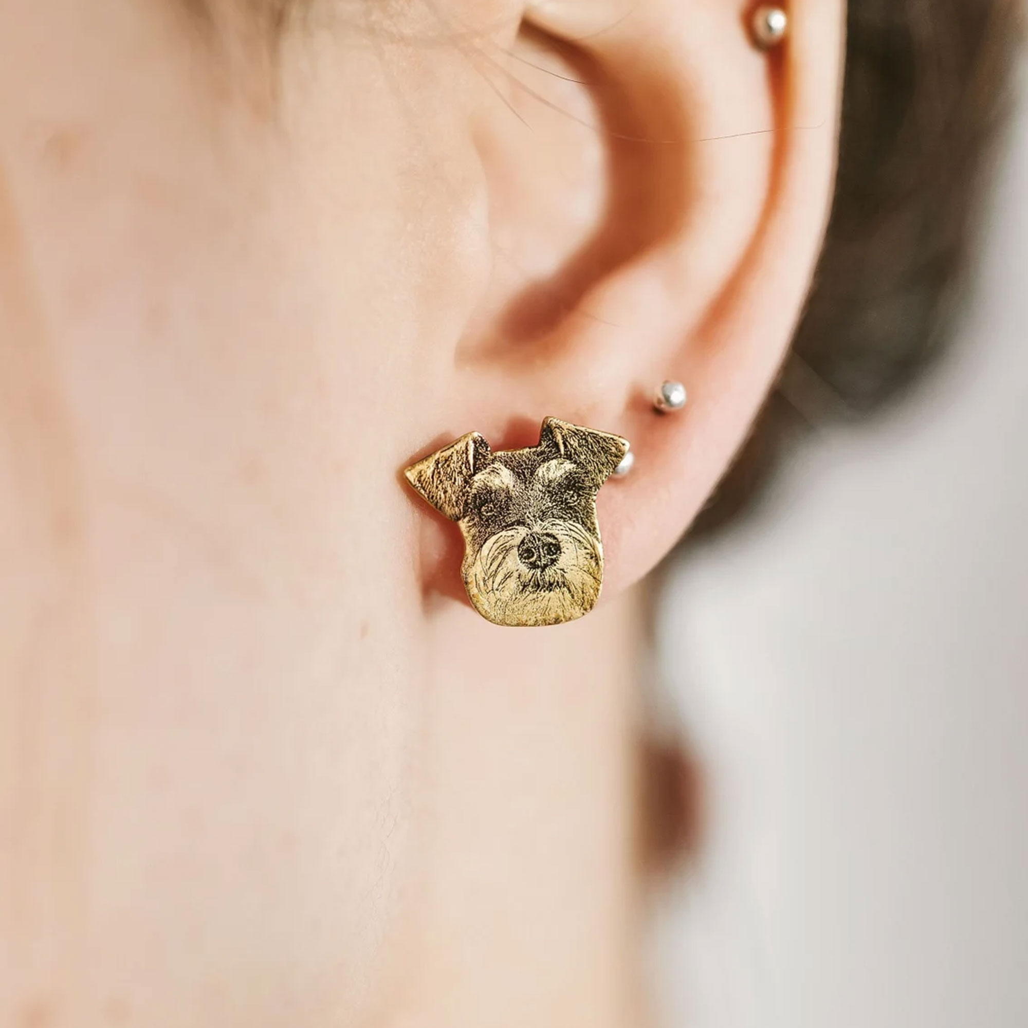 Personalized Pet Photo Earrings, Sterling Silver 925 Engraved Pet Portrait Earrings, Pet Memorial Jewelry, Birthday Gift for Her/Pet Lovers/Owners