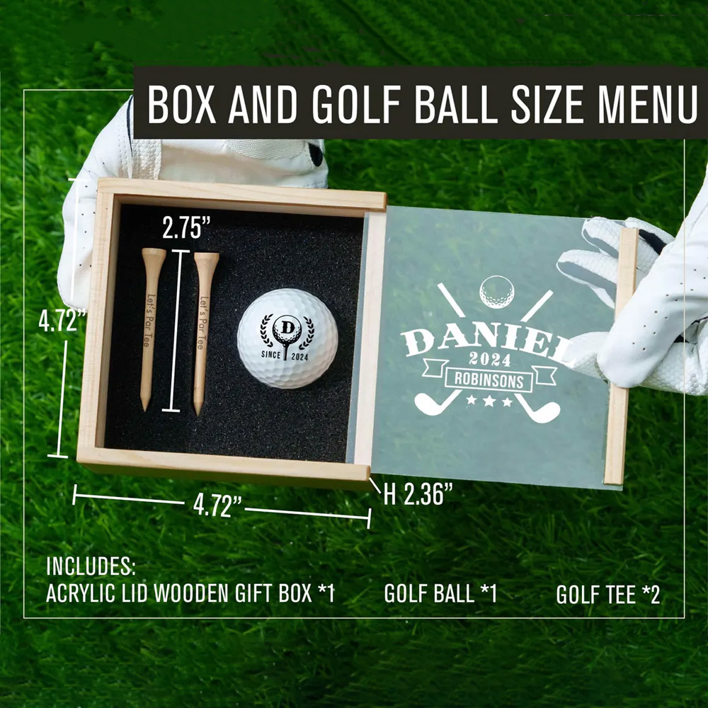Golf Gift Set for Golfer, Custom Golf Gift Set with Golf Ball, Tees, Wooden Gift Box, Anniversary Gift for Him, Golf Accessories