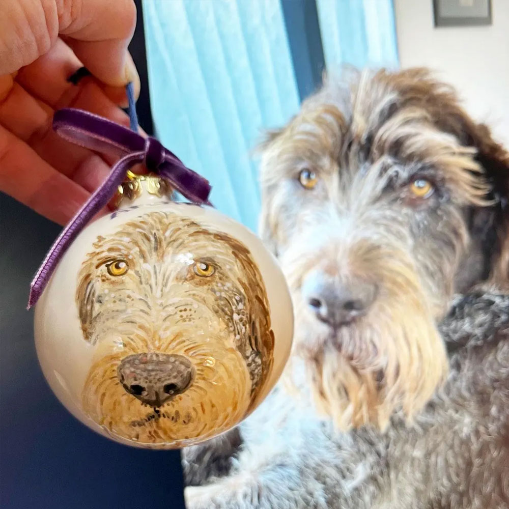 Custom Pet Name & Portrait Christmas Ornament, Dog/Cat Photo Christmas Ball, Christmas Tree Hanging Ornament, Christmas Gift for Pet Owners/Lovers