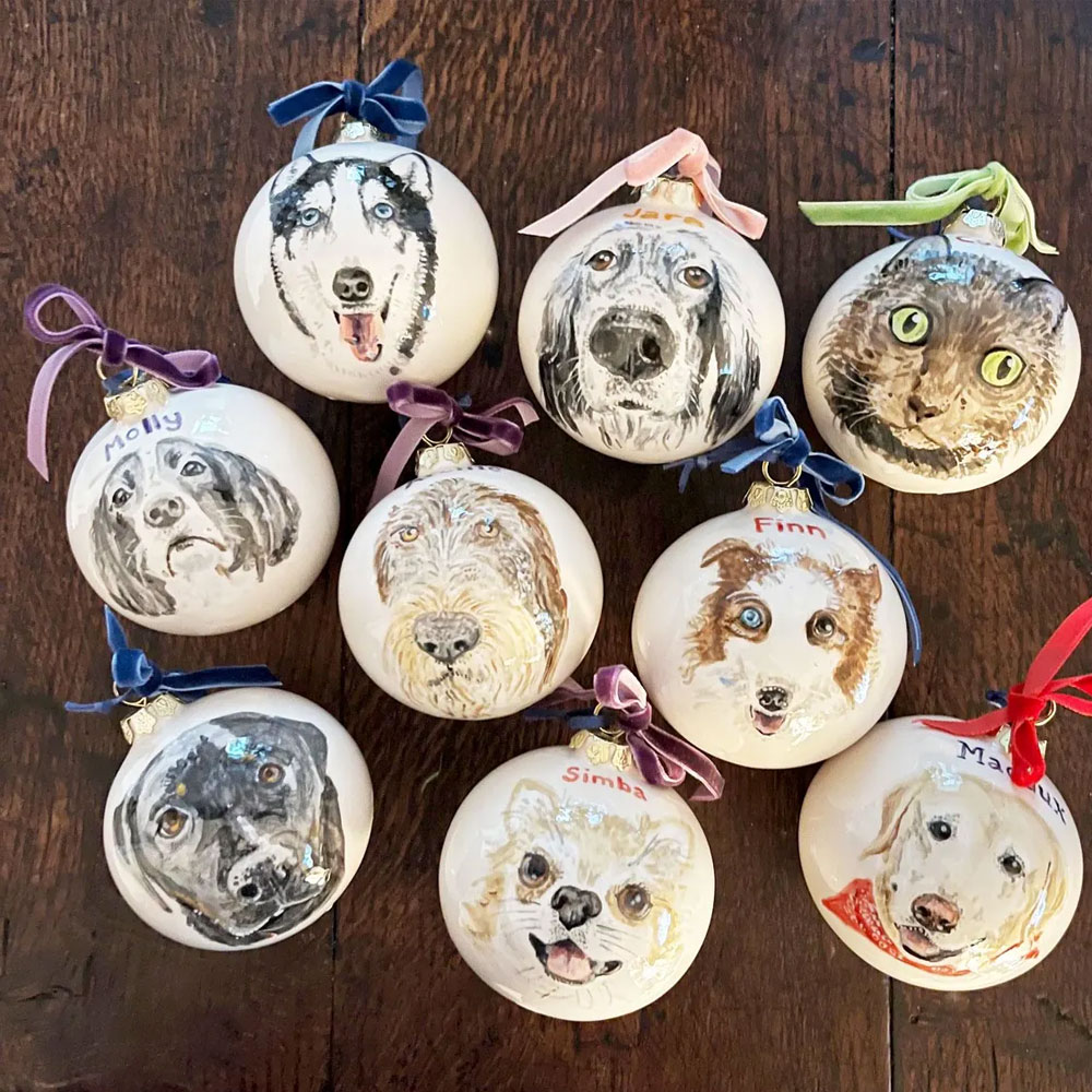 Custom Pet Name & Portrait Christmas Ornament, Dog/Cat Photo Christmas Ball, Christmas Tree Hanging Ornament, Christmas Gift for Pet Owners/Lovers