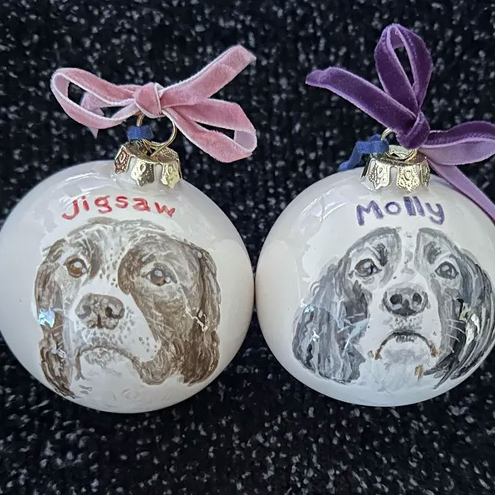 Custom Pet Name & Portrait Christmas Ornament, Dog/Cat Photo Christmas Ball, Christmas Tree Hanging Ornament, Christmas Gift for Pet Owners/Lovers