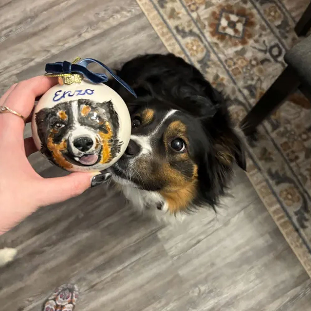 Custom Pet Name & Portrait Christmas Ornament, Dog/Cat Photo Christmas Ball, Christmas Tree Hanging Ornament, Christmas Gift for Pet Owners/Lovers