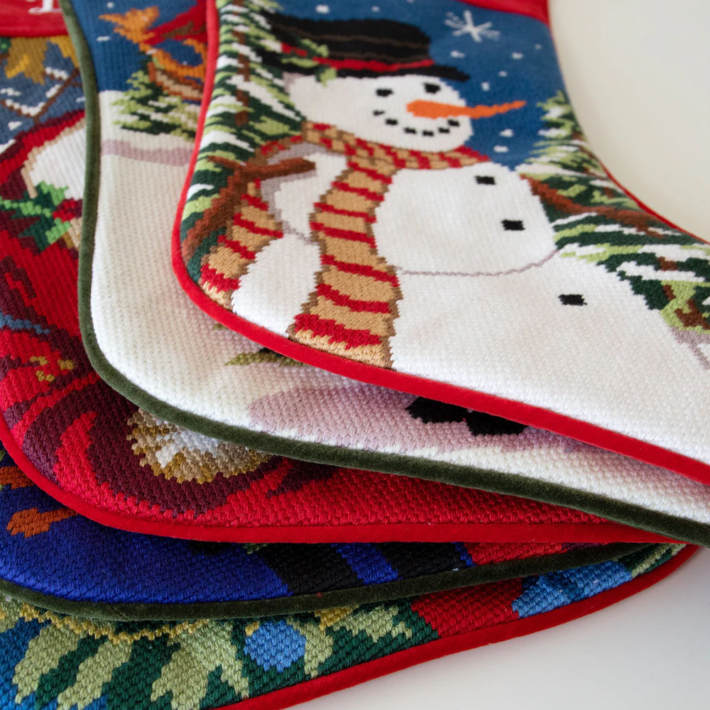 Personalized Name Embroidered Traditional Country Christmas Stocking, Needlepoint Family Stocking, Holiday Party Favor, Christmas Gift for Family/Kids