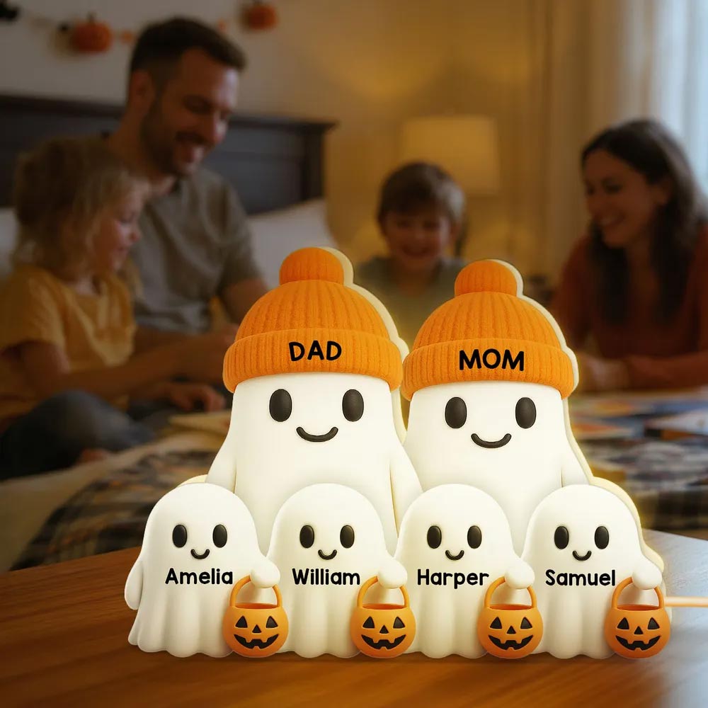 🎁 Family Boo Crew, Personalized Acrylic Light Box, Gift For Family, Halloween Decoration, Fall Season Gift