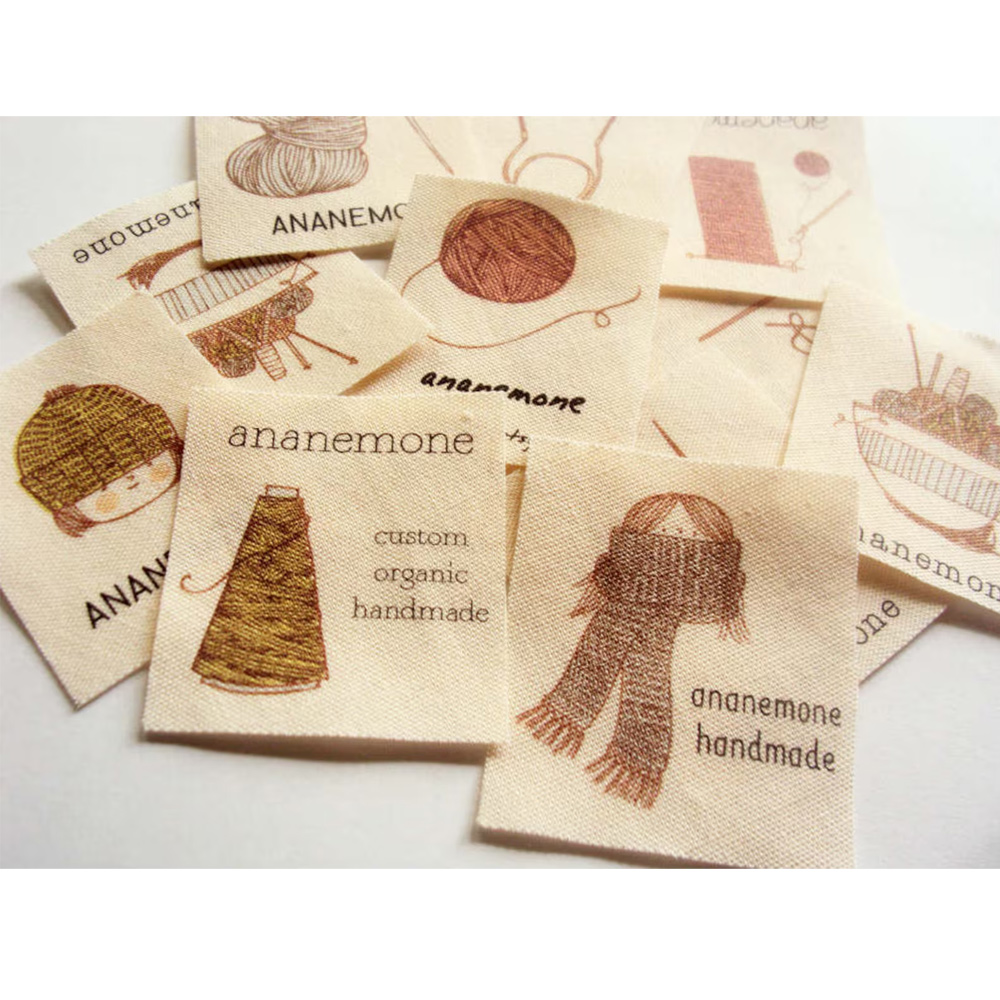 Personalisierte Etiketten für Strickwaren (15er-Set), Nähetiketten aus Bio-Baumwolle für Kleidung und Handarbeiten, Geschenk für Strick- und Bastelbegeisterte
