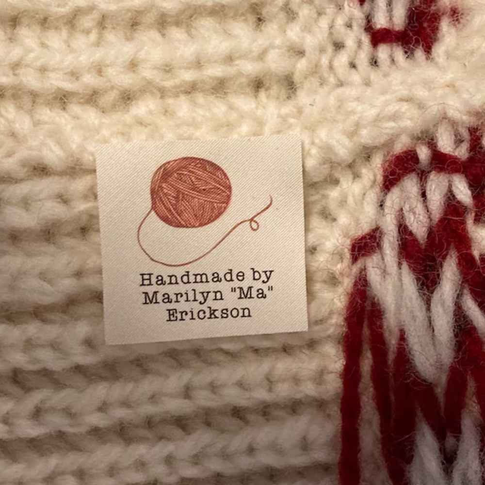 Personalisierte Etiketten für Strickwaren (15er-Set), Nähetiketten aus Bio-Baumwolle für Kleidung und Handarbeiten, Geschenk für Strick- und Bastelbegeisterte