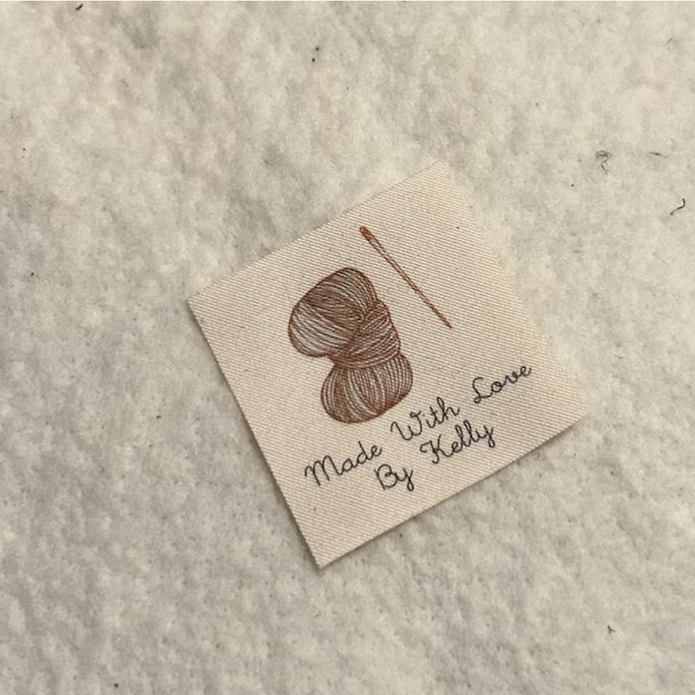 Personalisierte Etiketten für Strickwaren (15er-Set), Nähetiketten aus Bio-Baumwolle für Kleidung und Handarbeiten, Geschenk für Strick- und Bastelbegeisterte