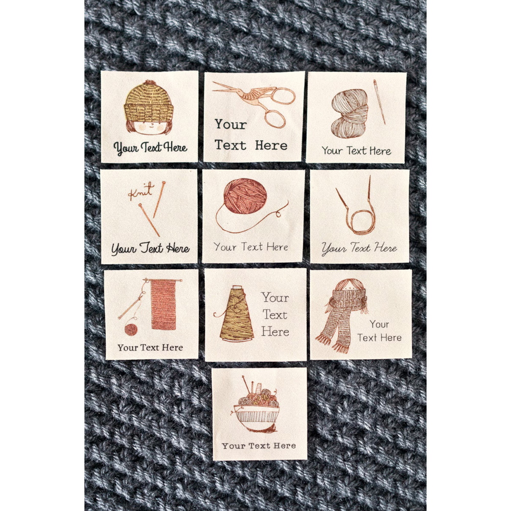 Personalisierte Etiketten für Strickwaren (15er-Set), Nähetiketten aus Bio-Baumwolle für Kleidung und Handarbeiten, Geschenk für Strick- und Bastelbegeisterte