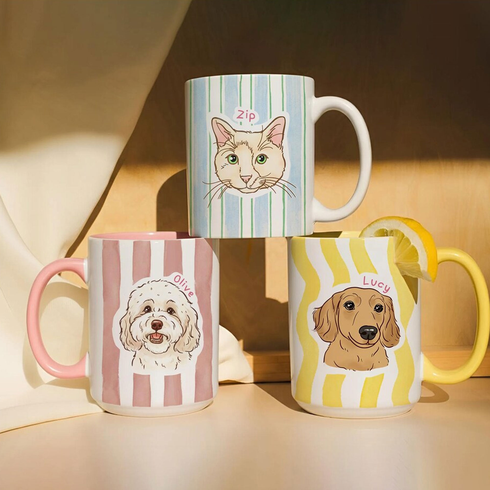 Personalized Pet Portrait Mug with Name, 11oz/15oz Dog/Cat Photo Line Drawing Ceramic Coffee Cup, Birthday Gift for Pet Lovers/Owners/Friends